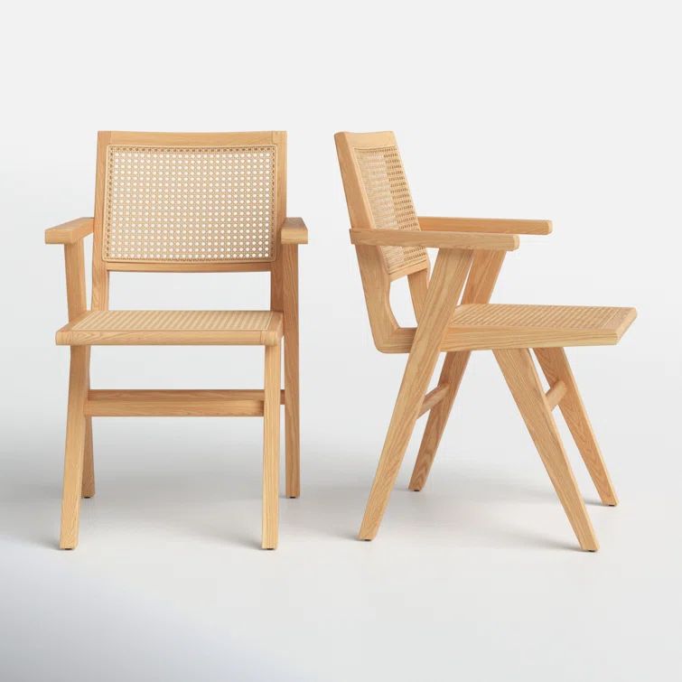 Coastal Elegance Black Rattan and Cane 23" Armchair