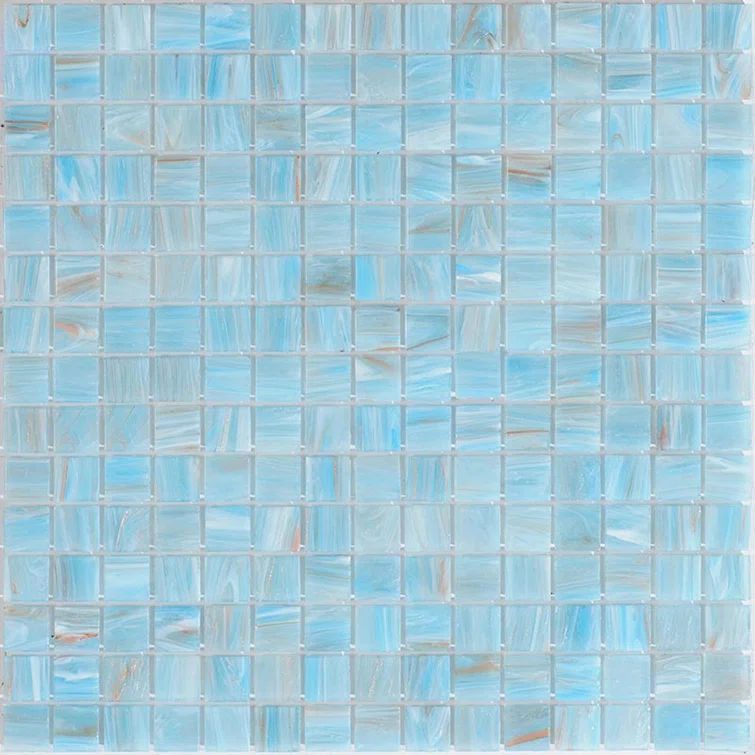 Celestial Light Blue Polished Glass Mosaic Tile 12" x 12"