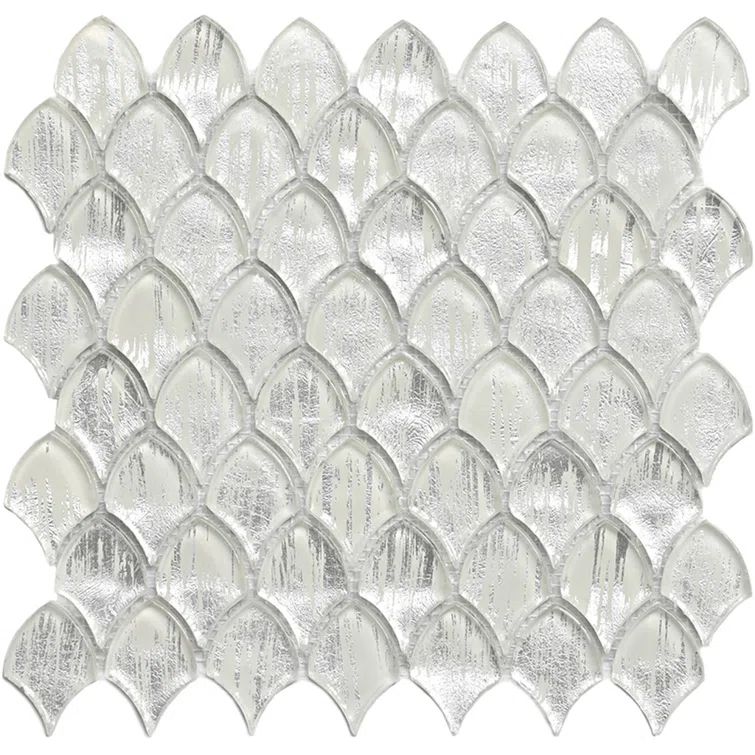 Majeste Silver Glass Fish Scale Mosaic Tile