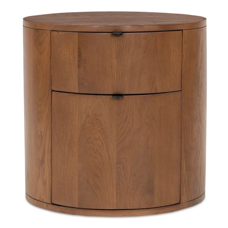 Theo Brown Solid Oak 2-Drawer Scandinavian Nightstand