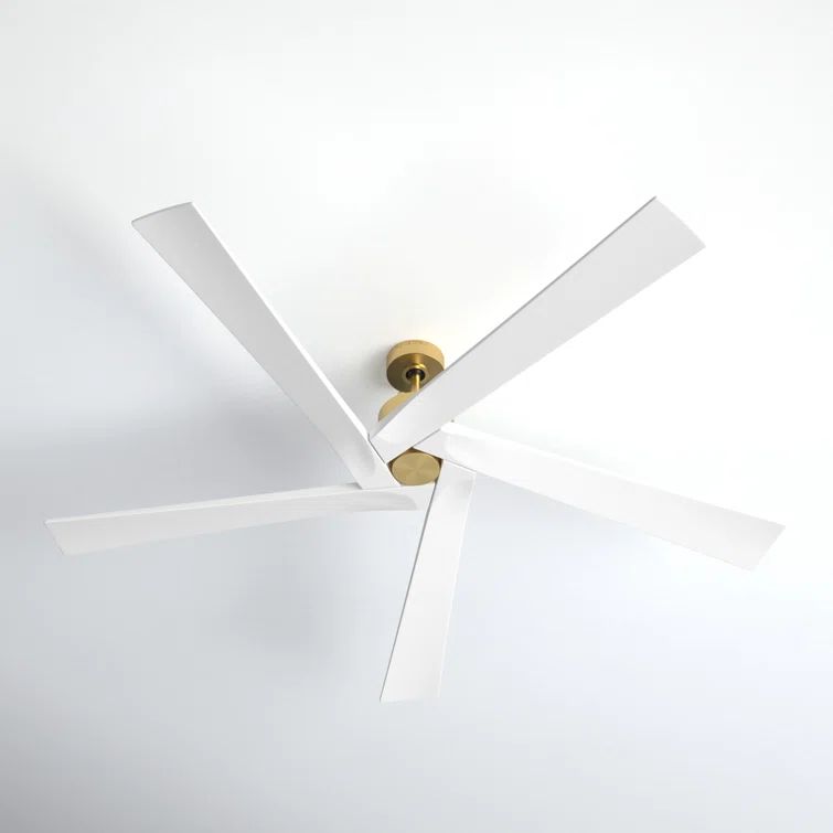 Aspen 70" Burnished Brass and Matte White 5-Blade Ceiling Fan with Remote
