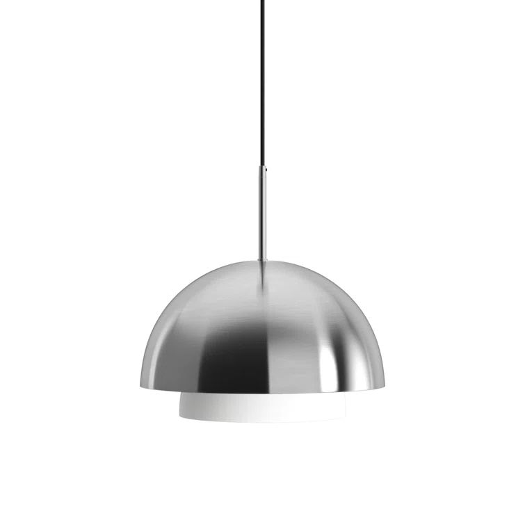 Brushed Nickel Glass Dome Single Pendant Light