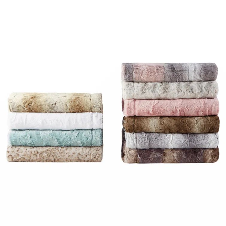 Twin Brown Faux Fur Reversible Throw Blanket
