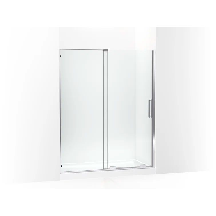 Echelon Frameless Clear Tempered Glass Sliding Shower Door with Matte Black Frame