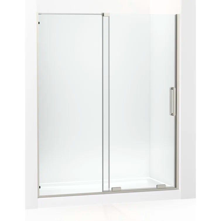 Crystal Clear Frameless Sliding Shower Door with Brushed Nickel Finish