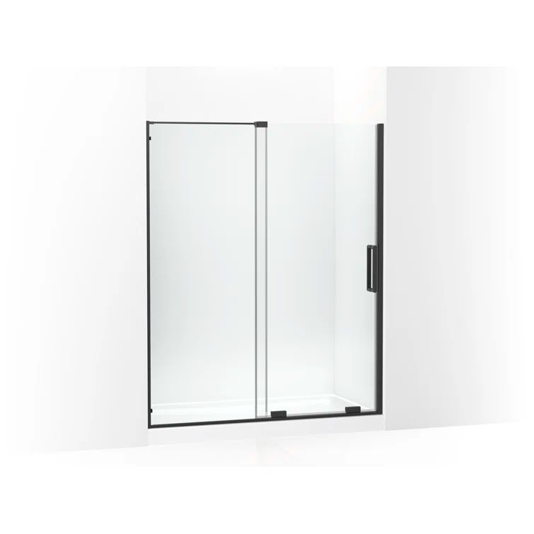 Matte Black Frameless Sliding Shower Door with Clear Glass