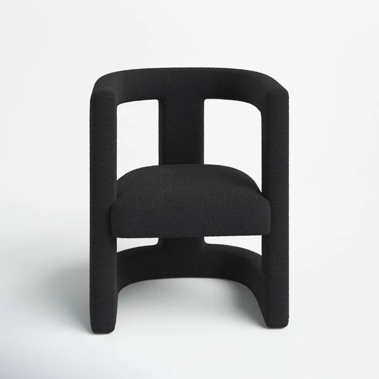 Handcrafted Black Boucle Velvet Contemporary Accent Chair