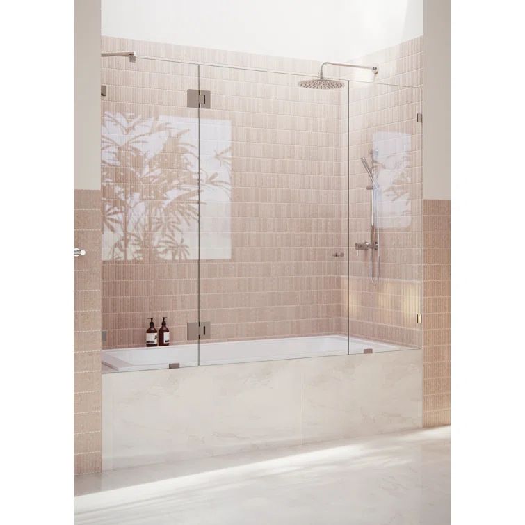 Stellar Clear Tempered Glass Frameless Bathtub Shower Door