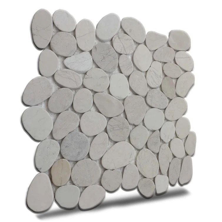 White Natural Stone Pebble Mosaic Tile for Walls and Floors