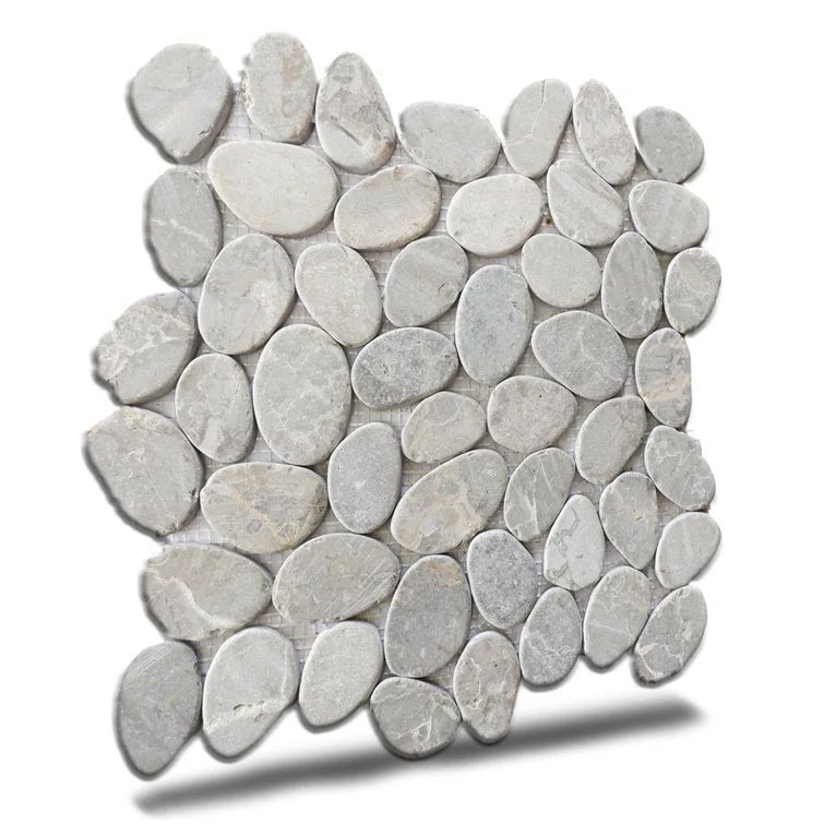 Smoke Gray 12" x 12" Natural Stone Pebble Mosaic Tile