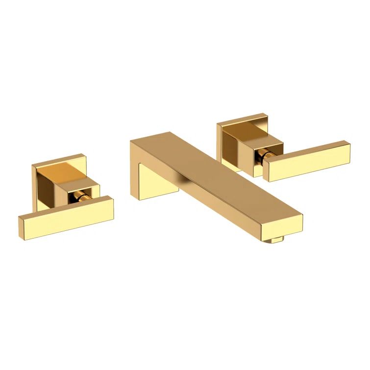 Polished Brass Wall Mount Bathroom Faucet Set
