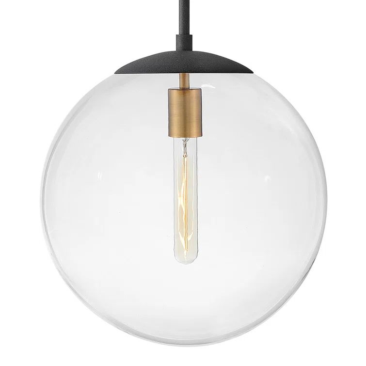 Aged Zinc and Clear Glass Globe Pendant Light