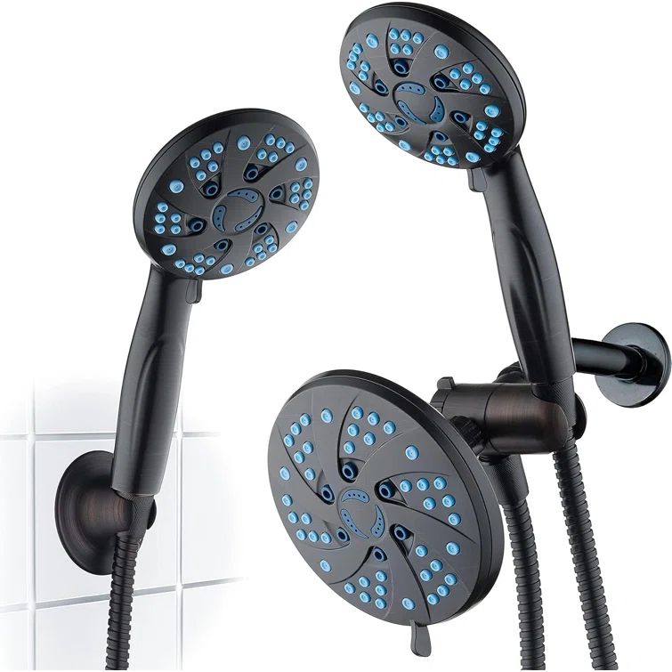 Oil Rubbed Bronze Dual Shower Head with Stainless Steel Hose