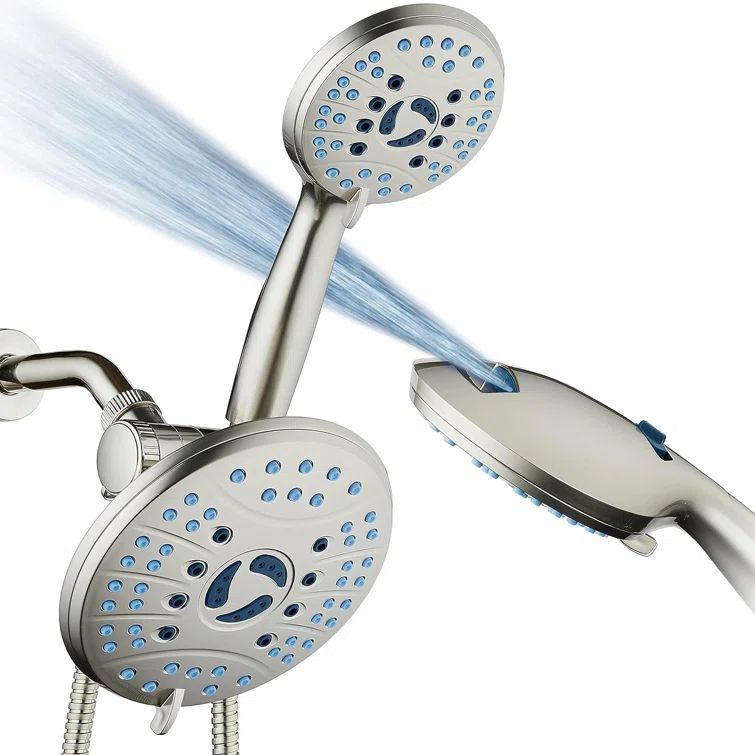 Satin Nickel Dual Head Rain and Handheld Shower System