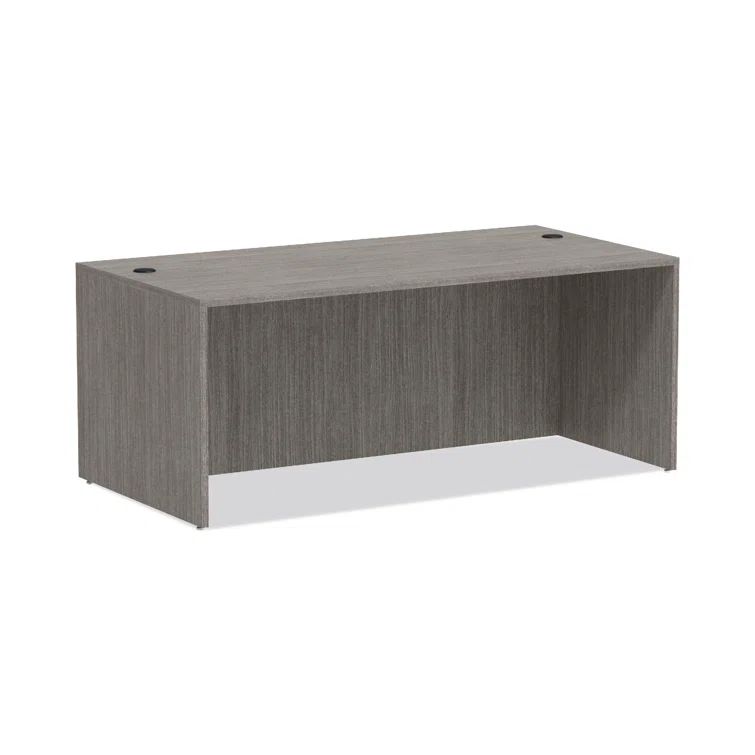 Valencia 71'' Gray Commercial Laminate Desk Shell with Filing Cabinet