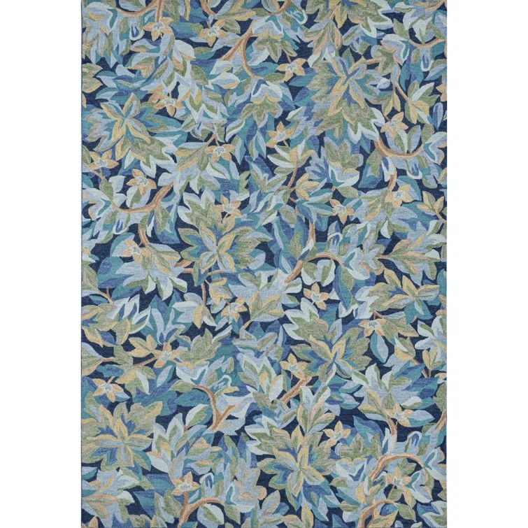 Avalonian Handmade Hand Tufted Wool Blue Botanical Area Rug