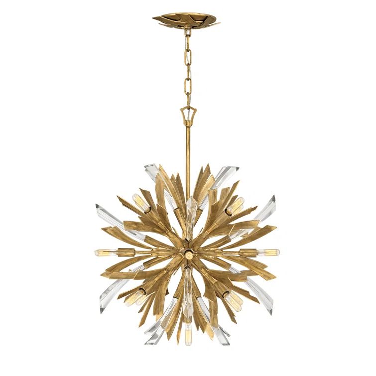Vida Burnished Gold 13-Light Sputnik Chandelier with Crystal Accents