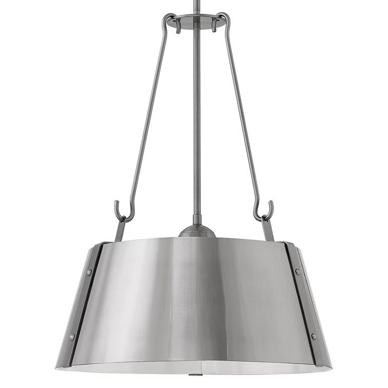 Polished Antique Nickel 3-Light Drum Pendant
