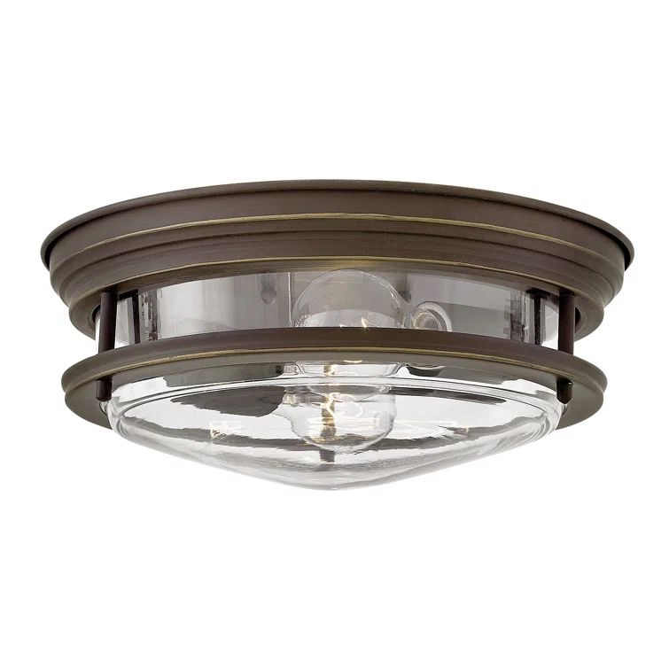Elegant Hadley 2-Light Flush Mount in Oil Rubbed Bronze with Clear Glass