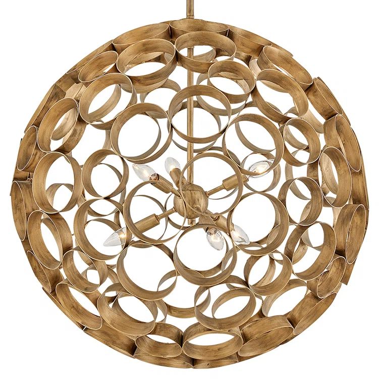 Centric Elegance 6-Light Burnished Gold Globe Chandelier