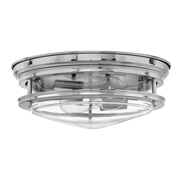 Hadley Chrome Finish Clear Glass Slim Design Flush Mount
