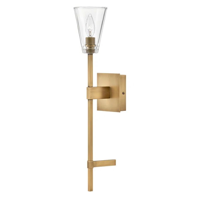 Auden Heritage Brass 1-Light Vanity with Clear Glass Shade
