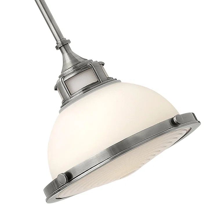 Mini Amelia Etched Opal LED Pendant in Polished Antique Nickel