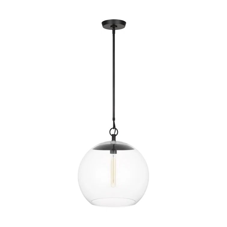Aged Iron Globe Pendant with Clear Glass Shade