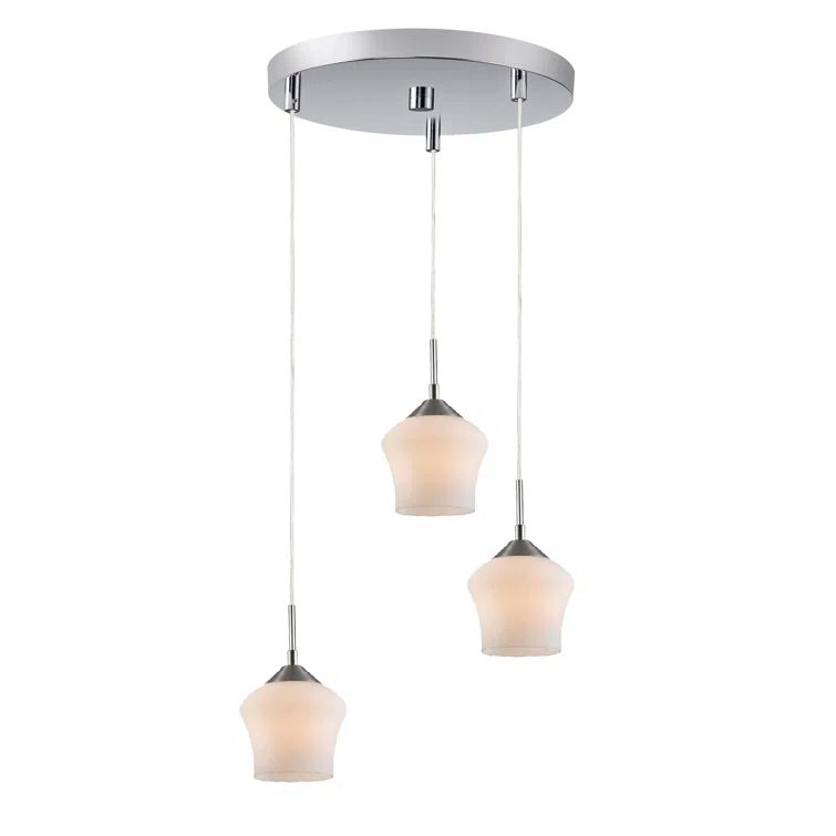 Belmont 3-Light Satin Nickel Glass Ceiling Pendant