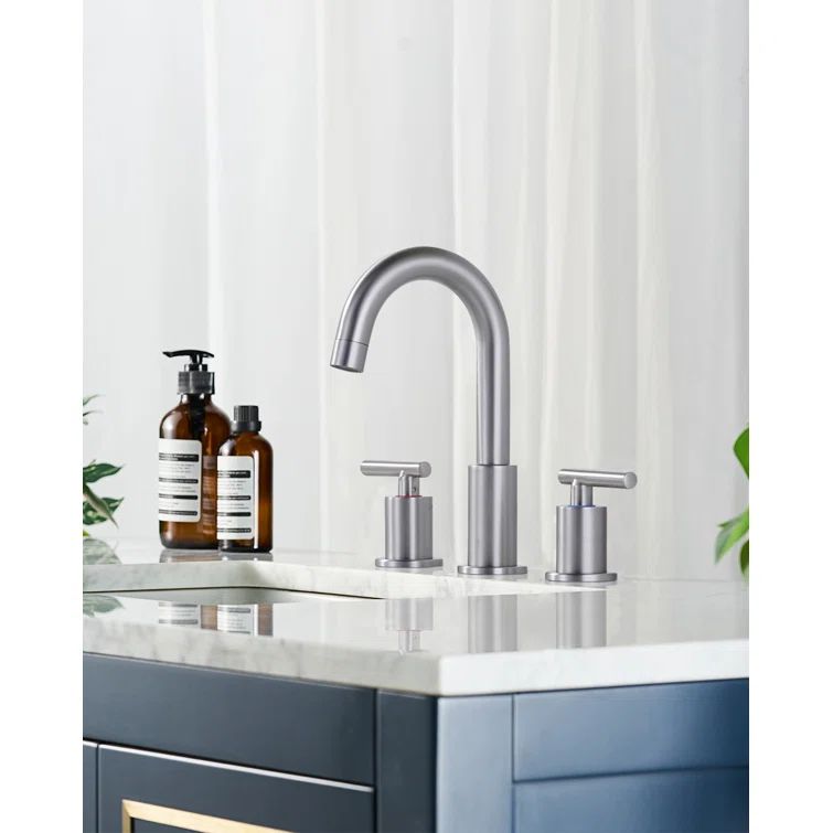 Brushed Nickel Double Handle High Arc Bathroom Faucet