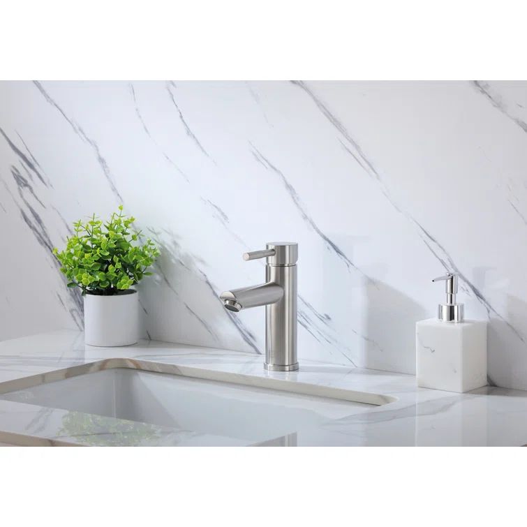 Brushed Nickel Single-Handle Bathroom Faucet with Ceramic Disc