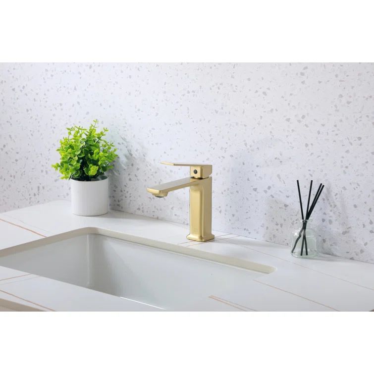 Brushed Gold Single-Handle Brass Bathroom Faucet