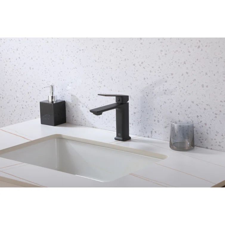 Matte Black Brass Single-Handle Bathroom Faucet