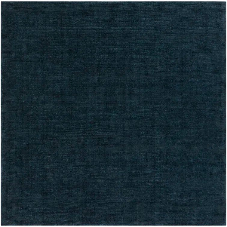 Handmade Dark Blue Wool Tufted Square Rug