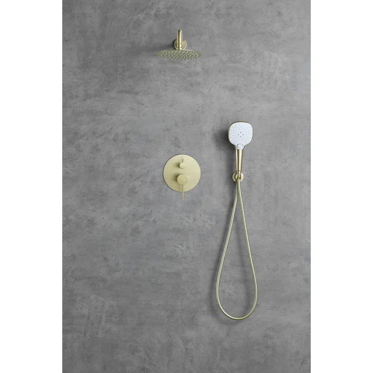 Brushed Gold Brass Handheld Wall Mounted Shower System