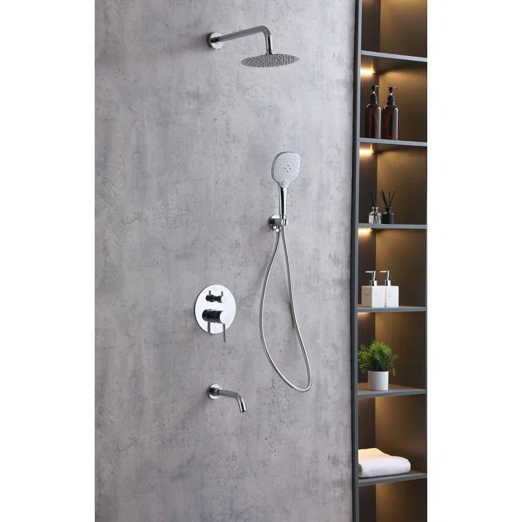 Chrome Dual Showerhead Wall Mounted System with Handheld