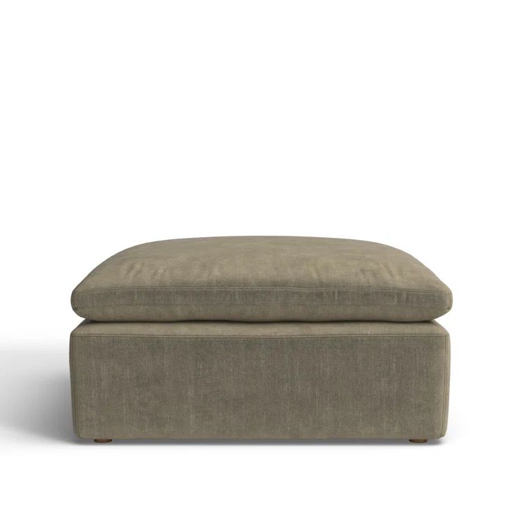 Desert Sage Performance Fabric Square Ottoman with Feather Cushion