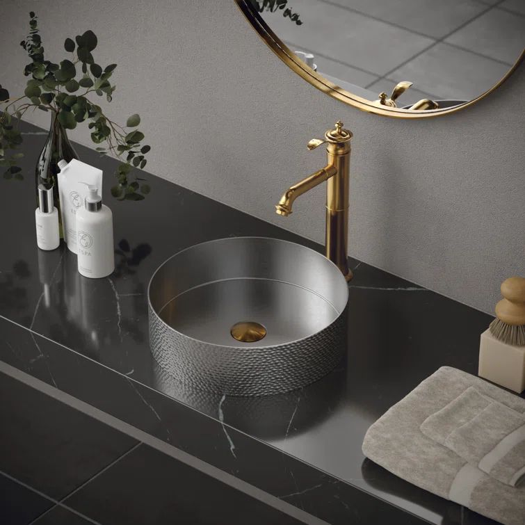 15-Inch Round Stainless Steel Vessel Bathroom Sink