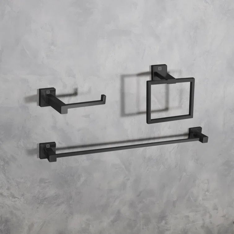 Matte Black Stainless Steel 3-Piece Bathroom Hardware Set