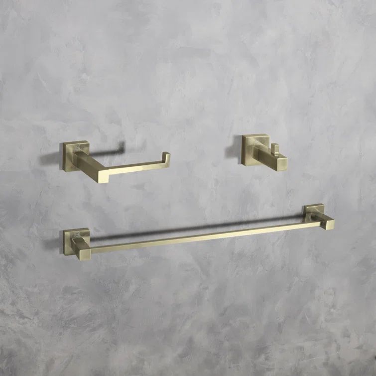 Brushed Gold Stainless Steel 3-Piece Bathroom Hardware Set