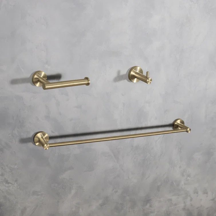 Brushed Gold Stainless Steel 3-Piece Bathroom Hardware Set