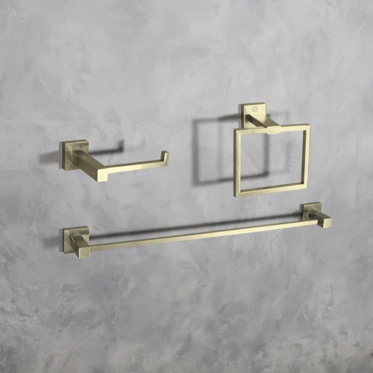 Brushed Gold Stainless Steel 3-Piece Bathroom Hardware Set