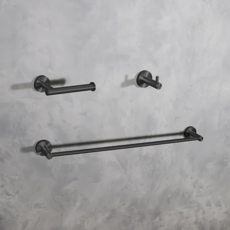 Matte Black Stainless Steel 3-Piece Bathroom Hardware Set