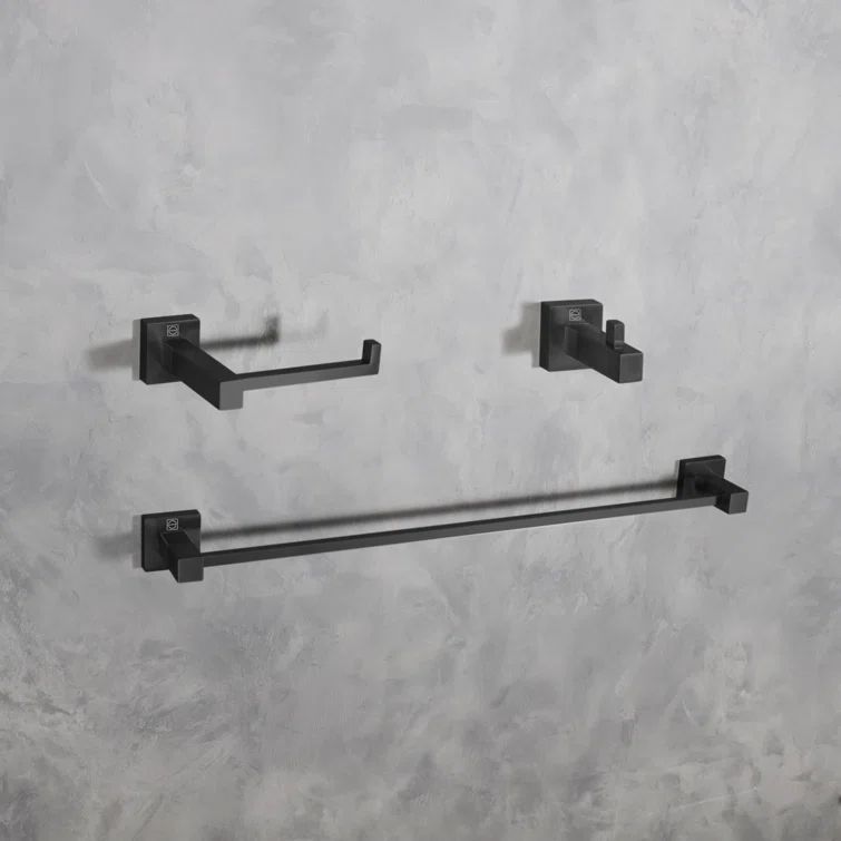 Matte Black Stainless Steel 3-Piece Bathroom Hardware Set