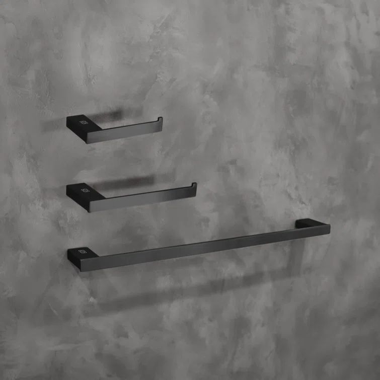 Matte Black Stainless Steel 3-Piece Bathroom Hardware Set