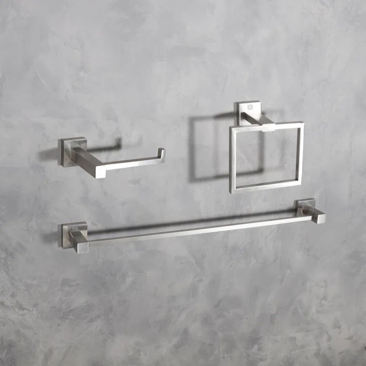 Brushed Nickel Stainless Steel 3-Piece Bathroom Hardware Set