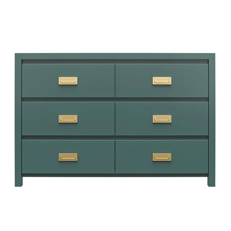 Hunter Green Double Dresser with Gold Drawer Pulls