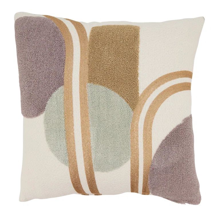 Abstract Multicolor Cotton Throw Pillow with Duck Feather Fill, 18x18