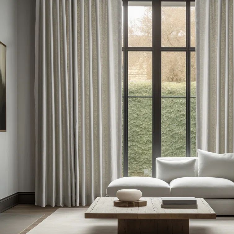 Fresh Khaki French Linen Room Darkening Curtain Panel 50'' W x 84'' L