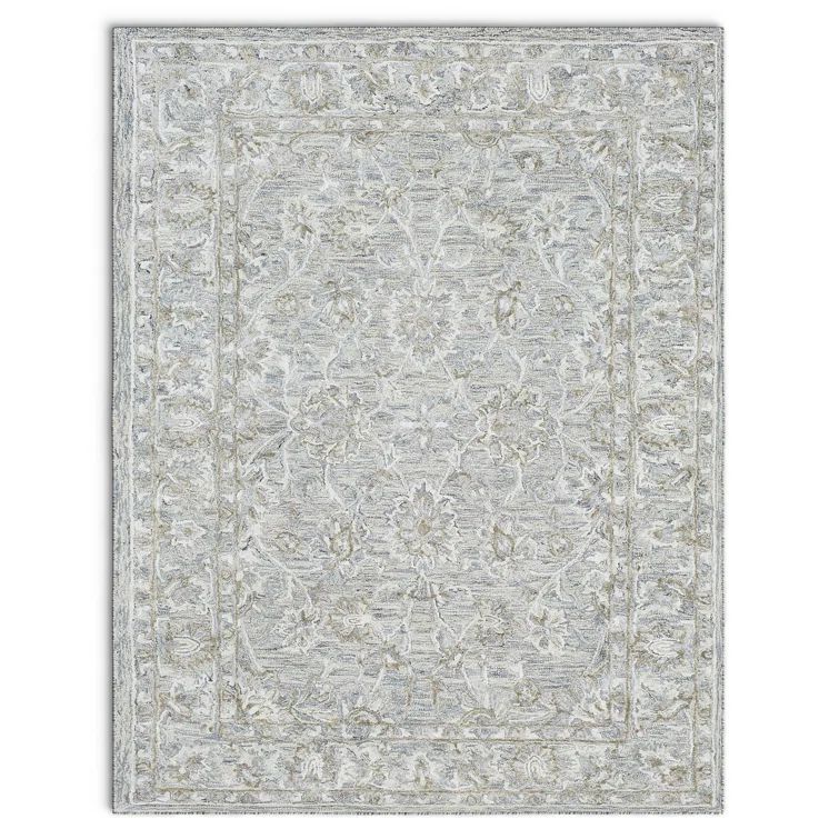 Denim and Taupe Handwoven Wool Blend Area Rug, 7' x 9'
